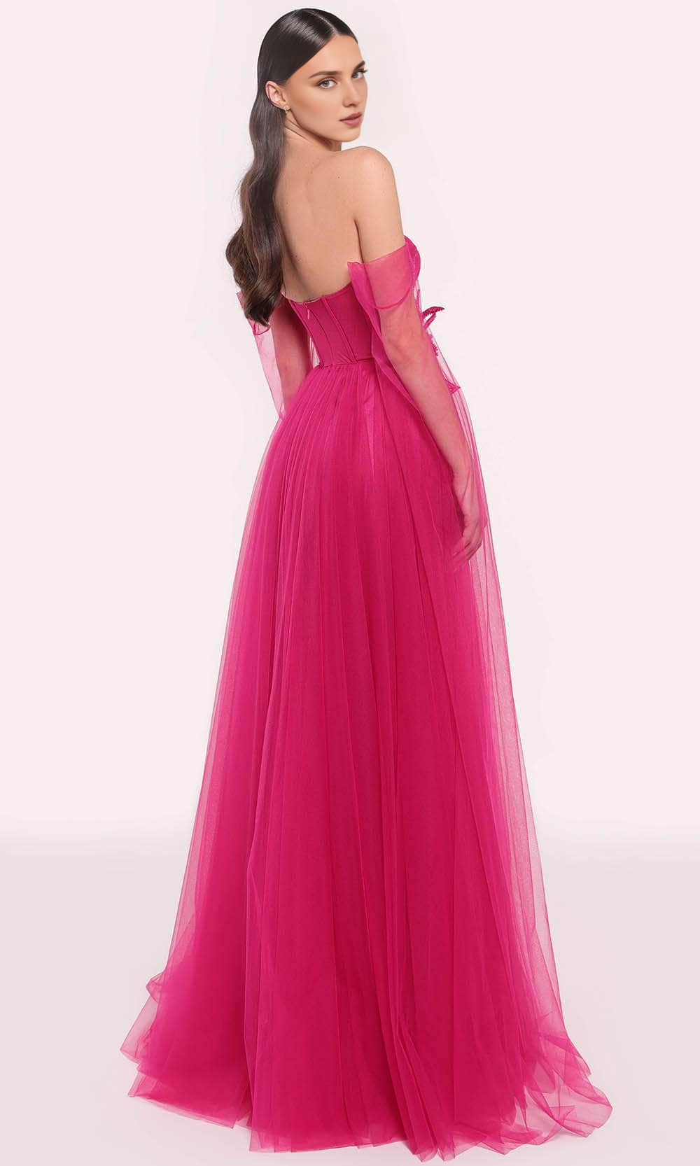 Formal Women's Dresses Handmade Applique Bustier Evening Gown A-line Off Shoulder Flutter Sleeve Bustier Gown Prom Dress Formal Dresses Prom Dresses Stores